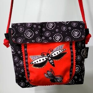Laurel Burch Black and Red Butterfly Patterned Women's Bag